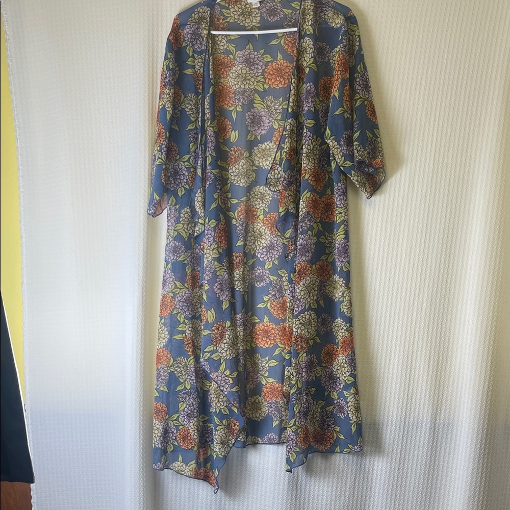 LuLaRoe Floral Kimono - Blue, Purple, Orange, Green Whimsical boho